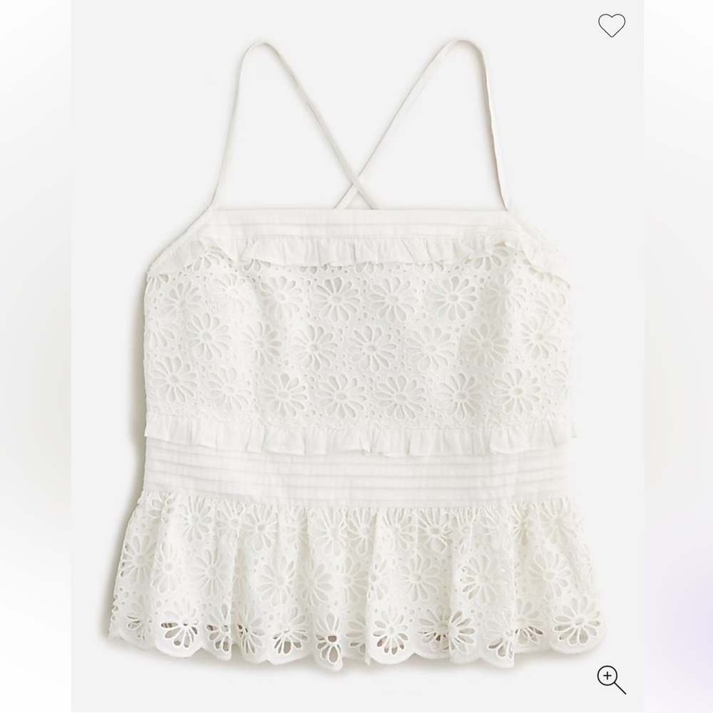 NWOT J. Crew White eyelet Top. Size XS.